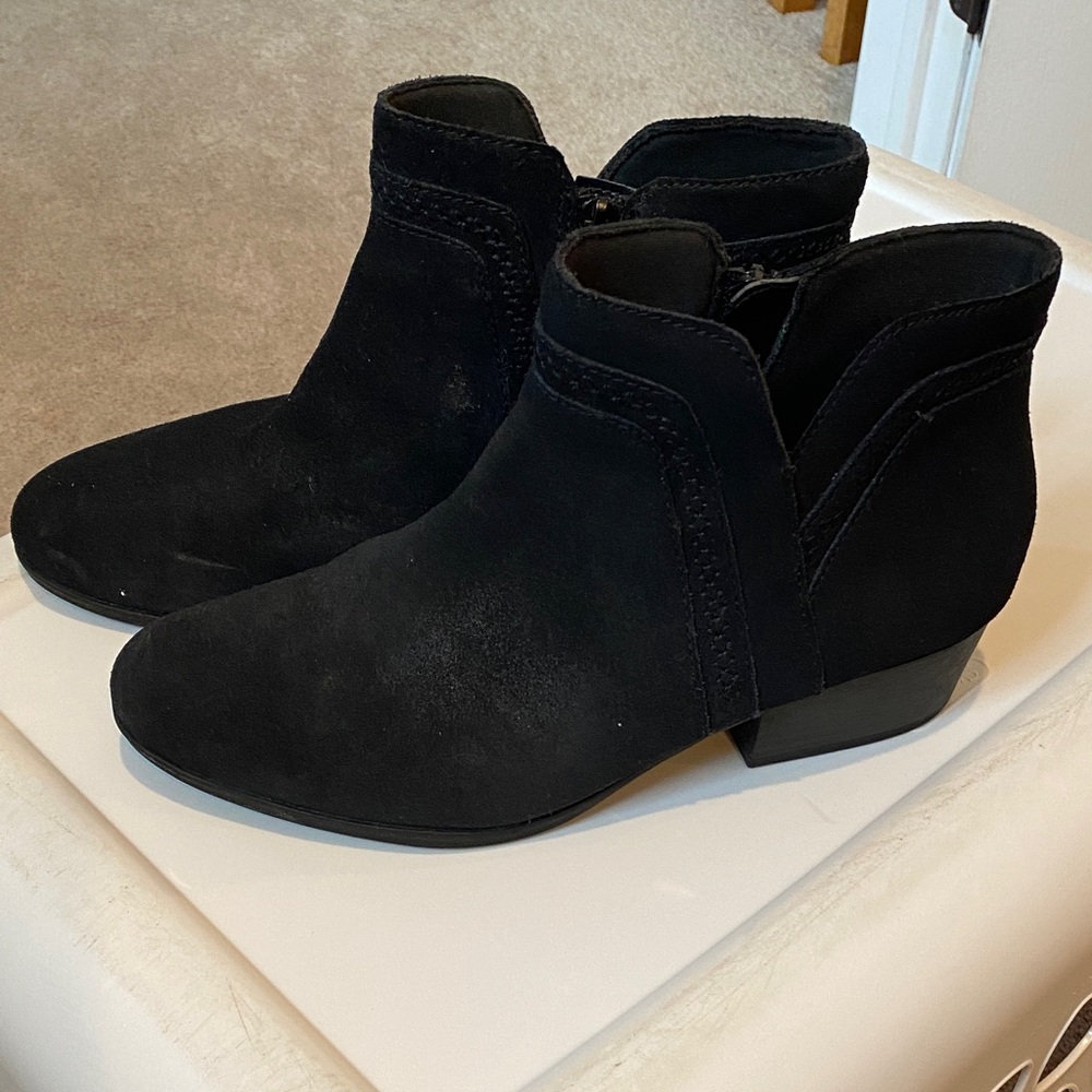 Clarks Black Suede Ankle Boots